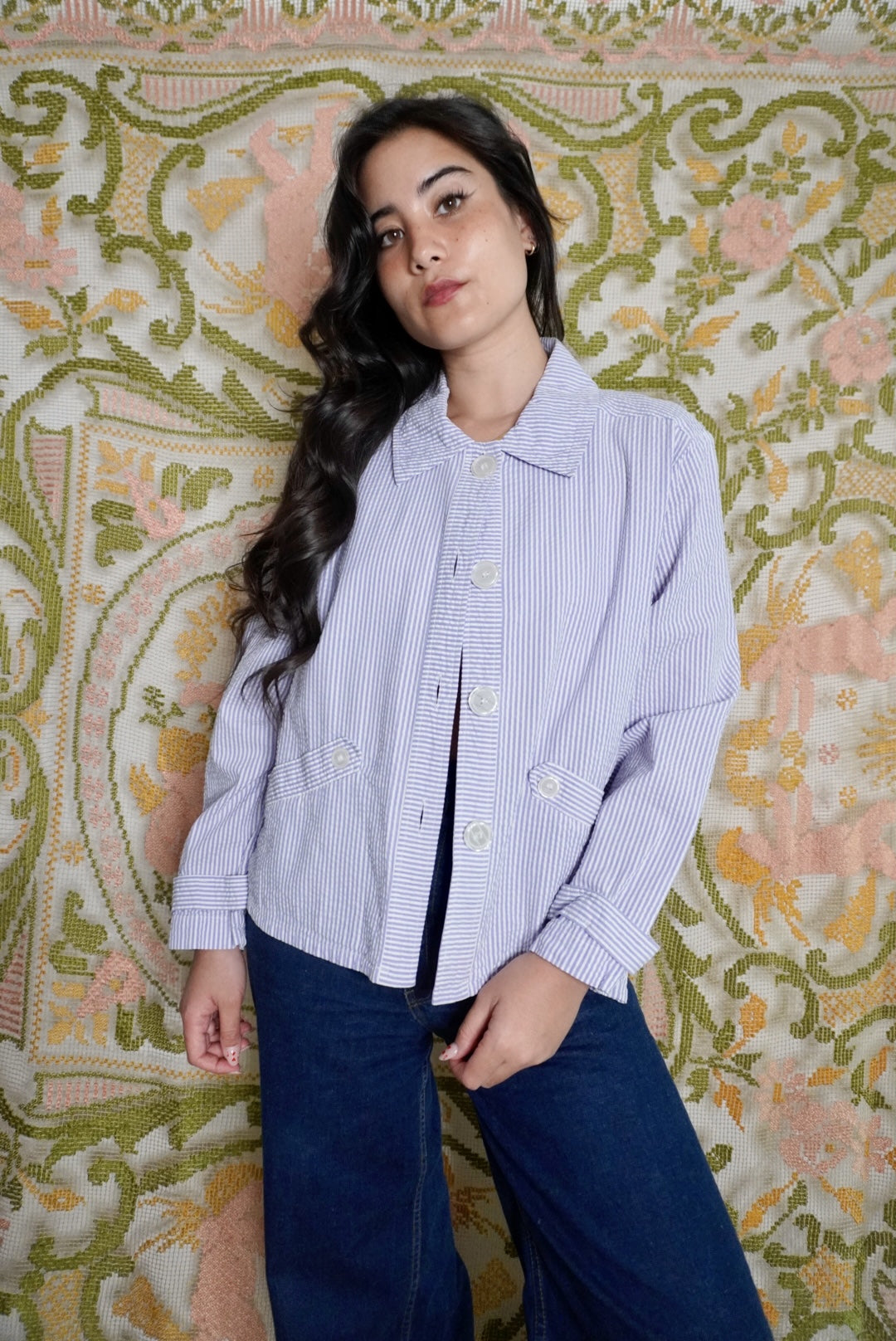 Purple Seersucker Coat, L