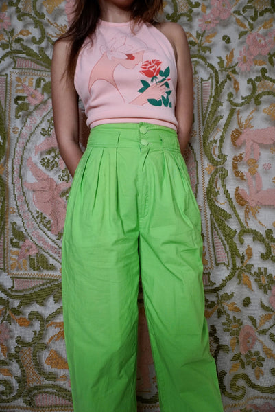 Electric Lime Pleated Pants, 25W
