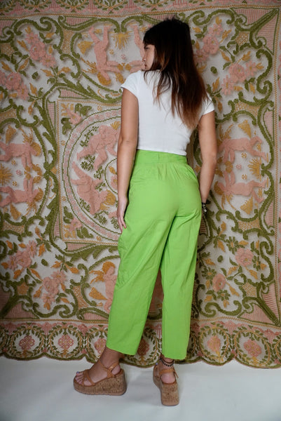 Electric Lime Pleated Pants, 25W
