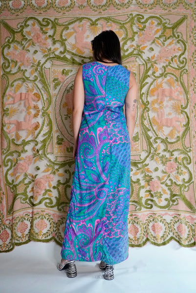 Paisley Silk Maxi Dress, S-M