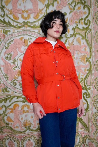 Tomato Red Puffer Jacket, XS-S