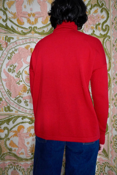 Red Pure Wool Turtleneck, L