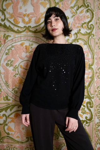 Sequin & Bead Sweater, M-L