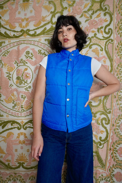 Bright Blue Puffer Vest, M