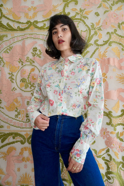 Cotton Floral Blouse, M-L