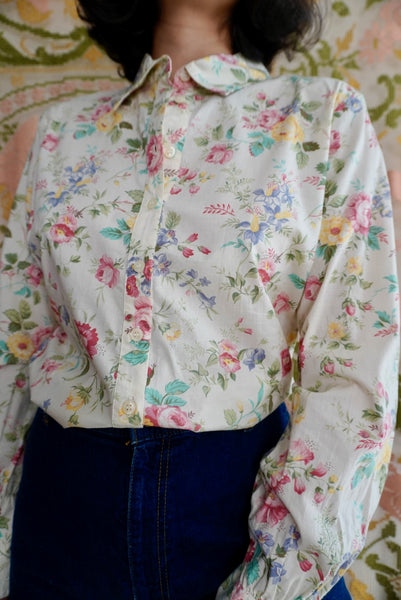 Cotton Floral Blouse, M-L