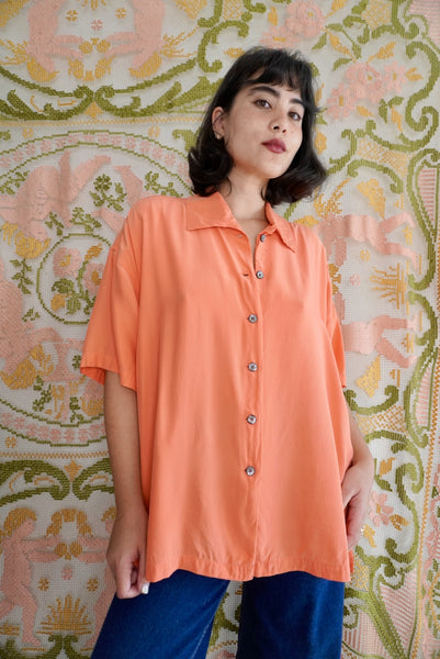 Orange Silk Shirt, L