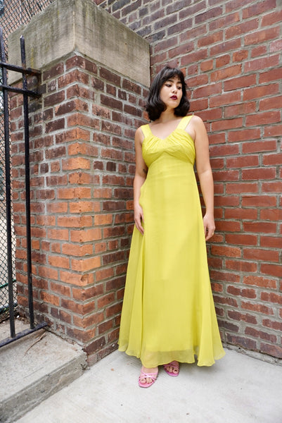 Chartreuse Chiffon Gown, XS