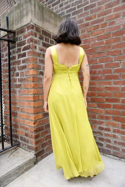 Chartreuse Chiffon Gown, XS