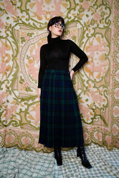 Dark Plaid Skirt, 31W