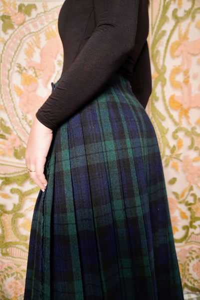 Dark Plaid Skirt, 31W