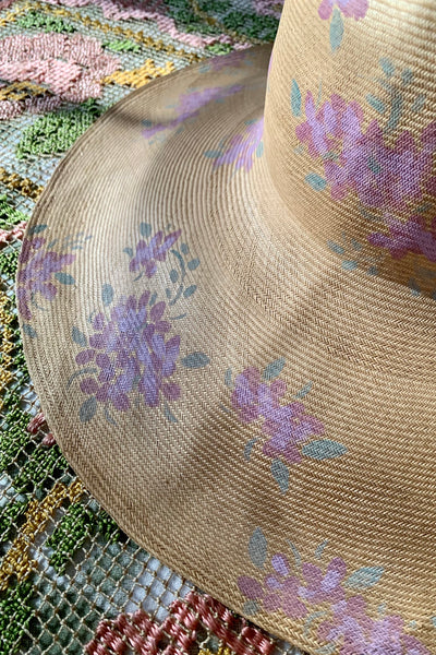 Hand Painted Hydrangea Hat