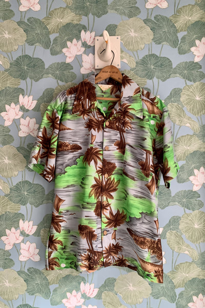 Acid Green Aloha Shirt, L-XL