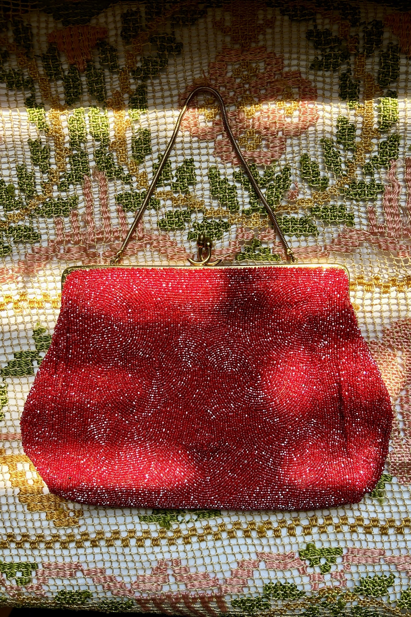 Ruby Red Beaded Evening Bag