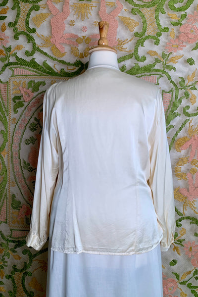 Ecru Silk Wrap Blouse, 1X-2X