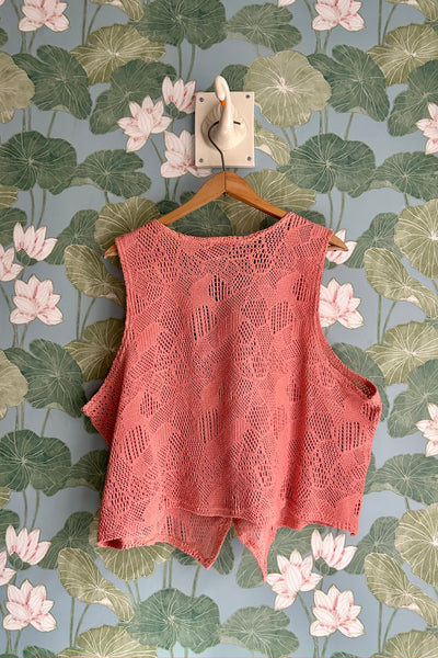 Peach Open Knit Vest, XL-1X