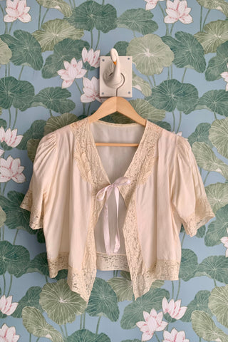 Cream Lace Bed Jacket, S-M