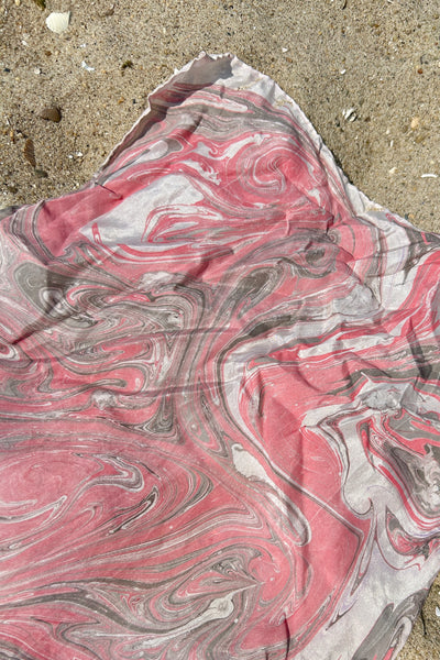 Marbled Print & Grey Scarf, 69" x 13.5"