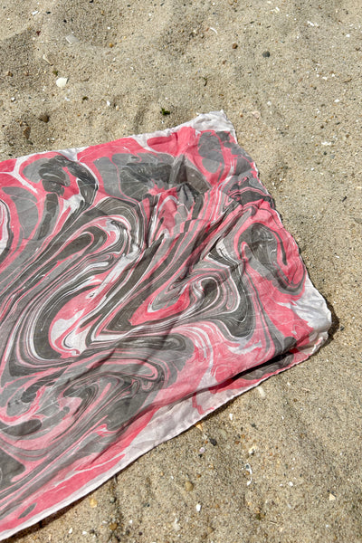 Marbled Print & Grey Scarf, 69" x 13.5"