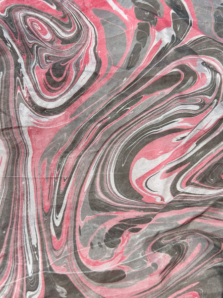 Marbled Print & Grey Scarf, 69" x 13.5"