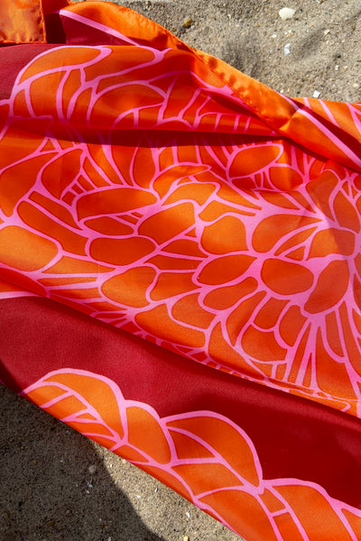 Pink & Orange Rain Scarf, 27" x 27"