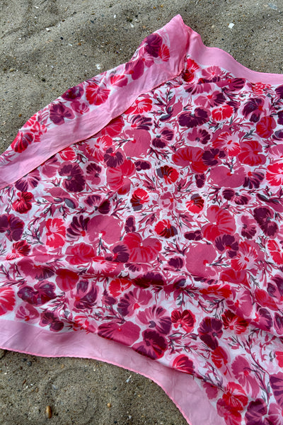 Pink Flower Pond Scarf, 23" x 23"