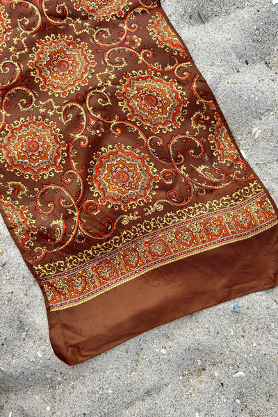 Brown Classic Print Scarf, 44" x 13"