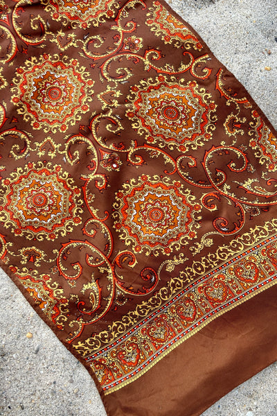 Brown Classic Print Scarf, 44" x 13"