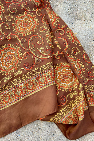 Brown Classic Print Scarf, 44" x 13"