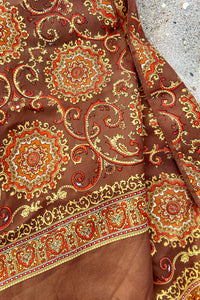 Brown Classic Print Scarf, 44" x 13"