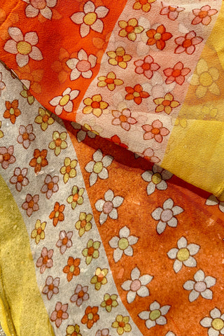 Orange & Yellow Floral Chiffon Scarf, 40" x 14"