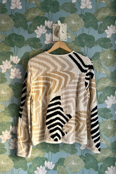 Patch Stripe Zip Sweater, XL-1X
