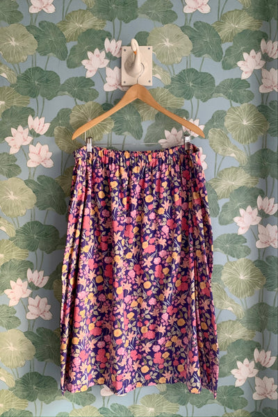 Purple Floral Skirt, 1X-2X