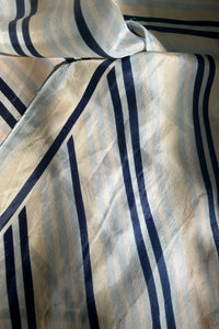 Blue Striped Silk Blend Scarf, 43.5" x 11.5"