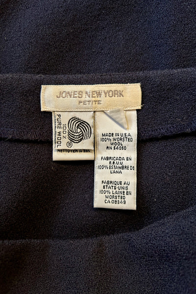 Navy Wool Button Skirt, 27W