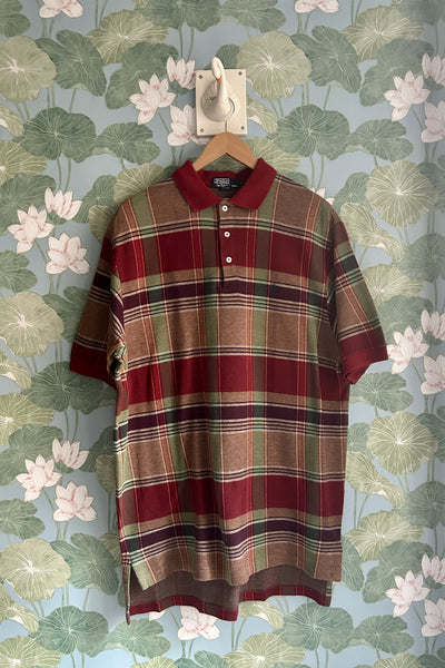 Plaid Polo Shirt, L-XL