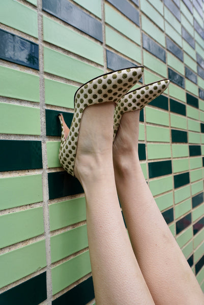 Green Polka Dot Pumps, Size 7