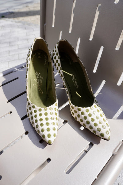 Green Polka Dot Pumps, Size 7