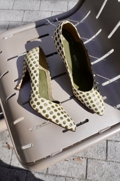 Green Polka Dot Pumps, Size 7