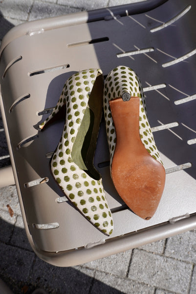 Green Polka Dot Pumps, Size 7