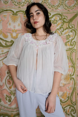 Lavender Chiffon Bed Jacket, S-M