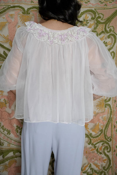 Lavender Chiffon Bed Jacket, S-M