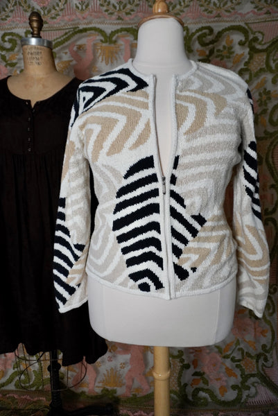 Patch Stripe Zip Sweater, XL-1X