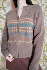 Diamond Knit Zip Up, L