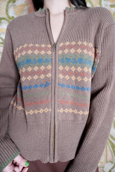 Diamond Knit Zip Up, L