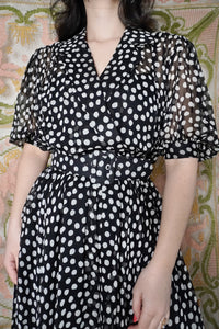 Polka Dot Silk Dress, S-M
