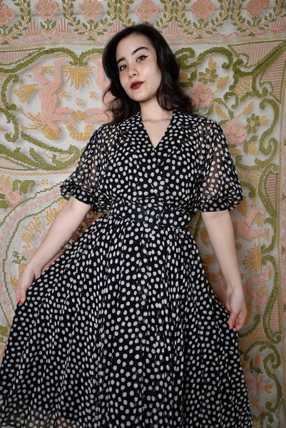 Polka Dot Silk Dress, S-M