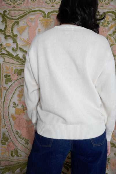 Gingham Doodle Sweater, M