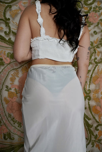 White Lace Slip Skirt, S-M