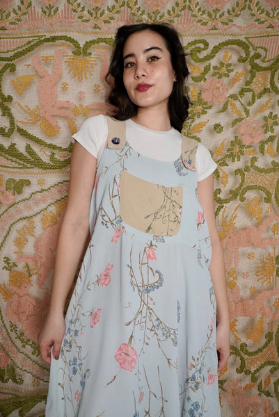 Floral Overall Mini Dress, L-XL